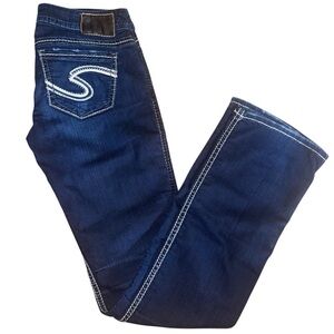 Silver Jenas Dark Blue Denim Low Rise Jeans Tuesday Slim Bootcut - 25”